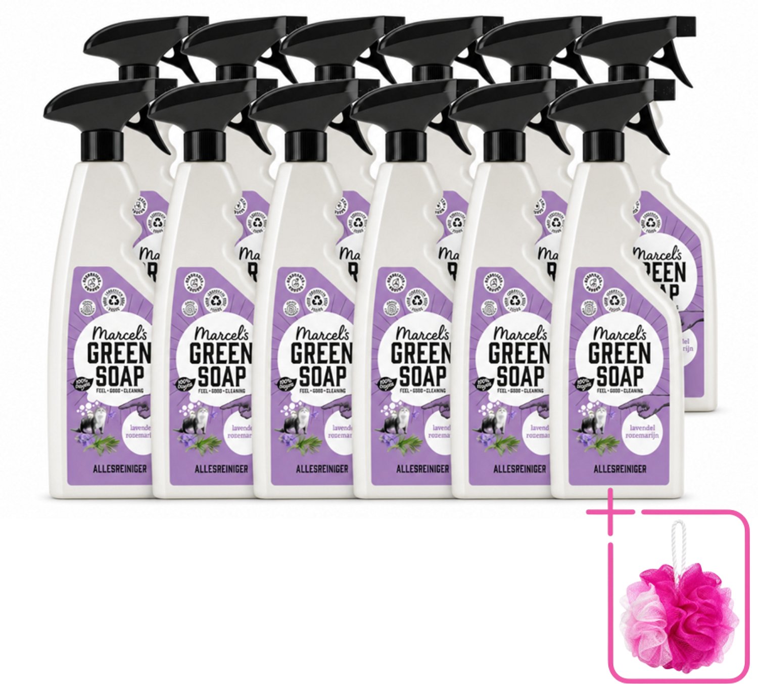 12 x Marcel’s Green Soap – Allesreiniger Spray – Lavendel & Rozemarijn – 500 ml - Bulkverpakking - Allesreiniger spray - Douchemop - Natuurlijke reiniger