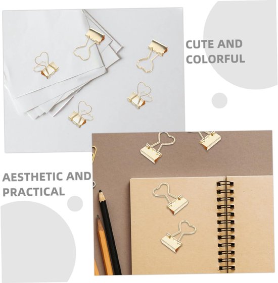 20 Stuks Metalen Bindklemmen - Multifunctionele Kantoor- En Schrijfwarenminiklemmen Voor Studie En Decoratieve Paperclips — afbeelding 5