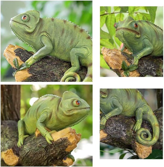 Hars kameleon standbeeld muur gemonteerde hagedis diy outdoor tuin boom decoratie sculptuur voor thuis kantoor tuin decor ornament — afbeelding 5