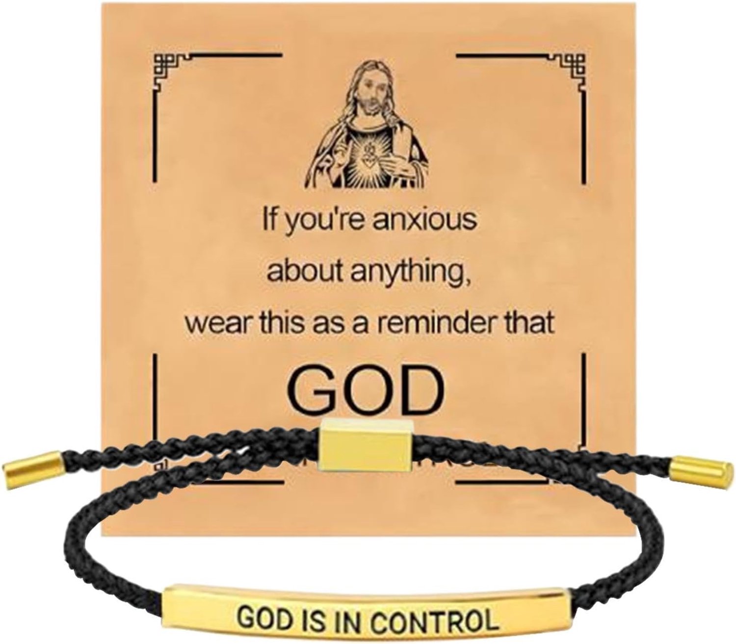 Inspirerende armbanden - 18 cm handgeweven geloof armband, God Is In Control Charm Sieraden, Motiverende Christelijke Accessoire | Bemoedigend cadeau voor jongens meisjes tieners vrouwen verjaardag