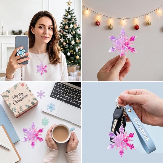 4 stuks kerst sneeuwvlok siliconen vormen, hars kerst gietvormen — afbeelding 2