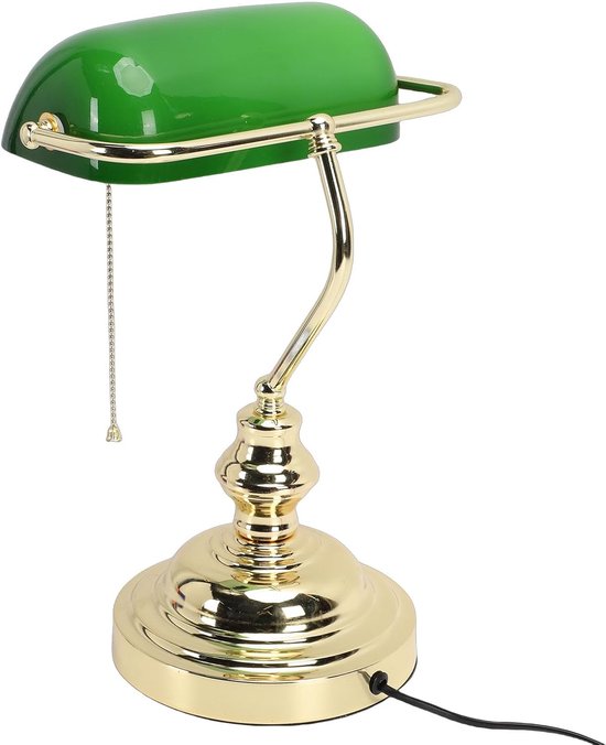 Vintage Groen Glazen Bankiers Bureaulamp (EU-stekker 220V) — afbeelding 4