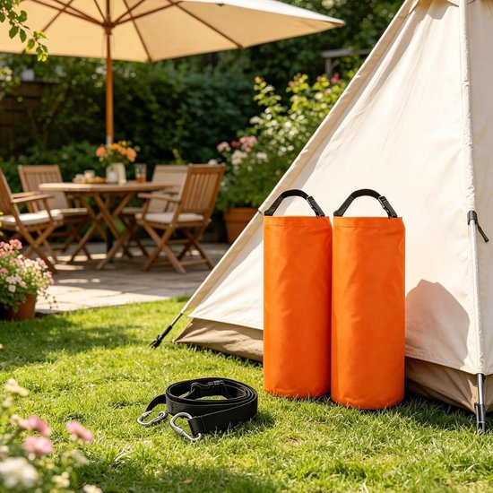 Tentzakken, verpakking van 2 stuks, 11,3 kg, draagbaar met riem, gewichtzakken voor , pergola's, vlaggen, buitenbanners, luifels, , camping en — afbeelding 2