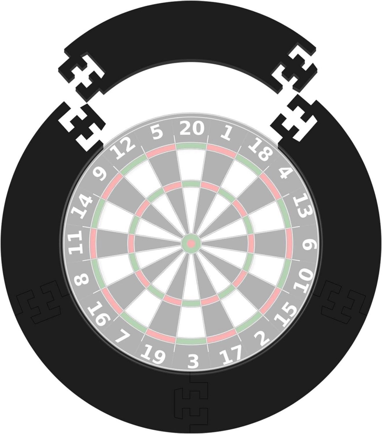 SSTRWGOOD Dartbord-surround – Binnendiameter 45,5 cm – Buitendiameter 72 cm – 5-delig ontwerp – EVA – Dartbordbeschermer – Muurbescherming – Zwart