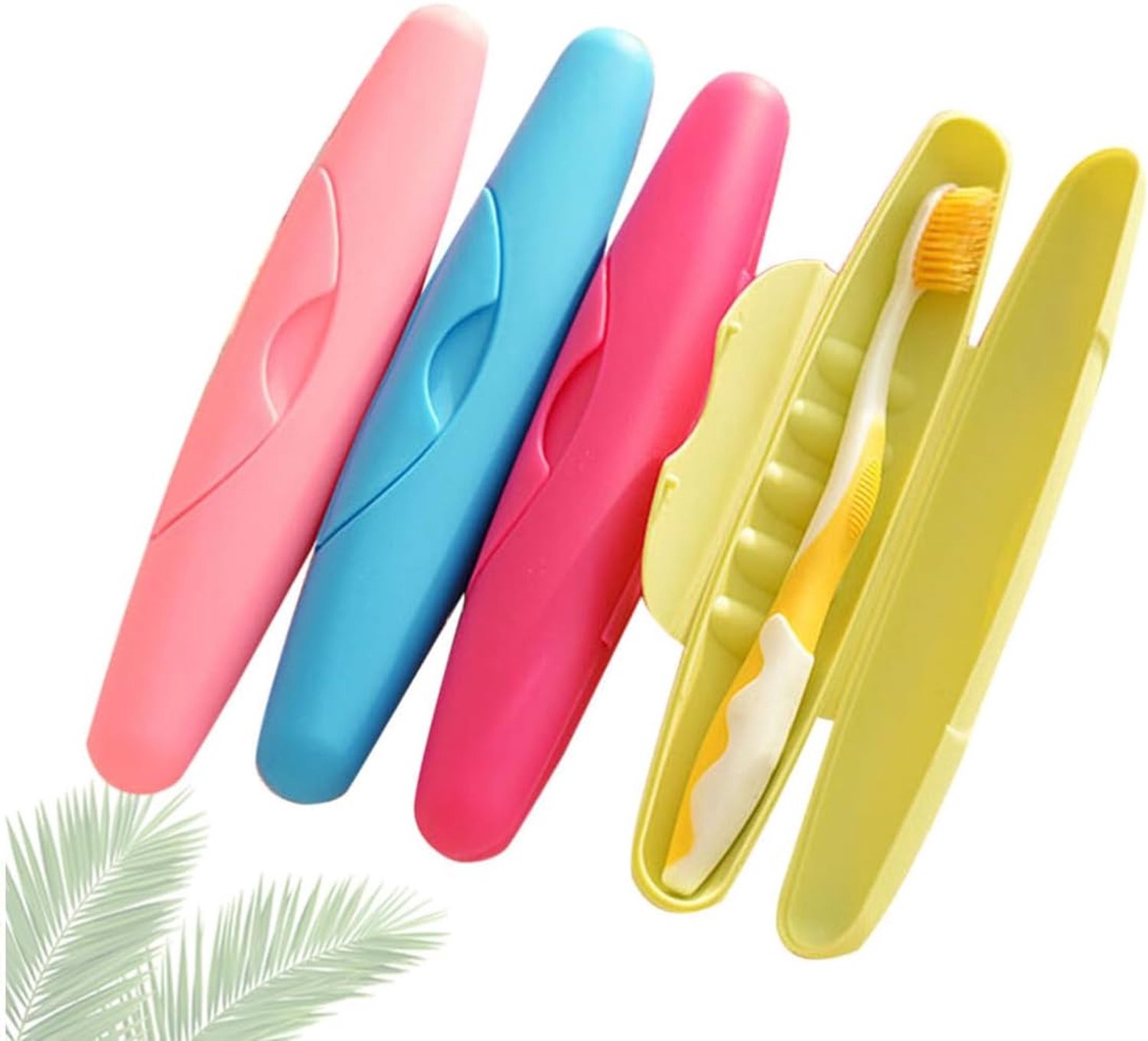 Set van 4 draagbare plastic tandenborstelkokers – lichtgewicht, eenvoudig te reinigen en ideaal voor zakenreizen en vakanties (willekeurige kleur)