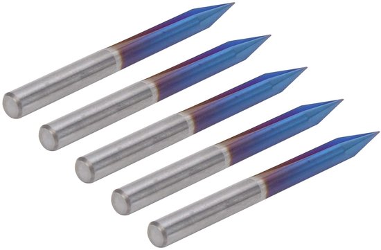 5 stuks V-tip graveerbit met 2 fluiten en 4 mm schacht Wolfraamstaal Rechte freesfrees voor hout, MDF aluminium en acryl Markering en snijwerk Details 4 x 0,3 x 20 — afbeelding 3