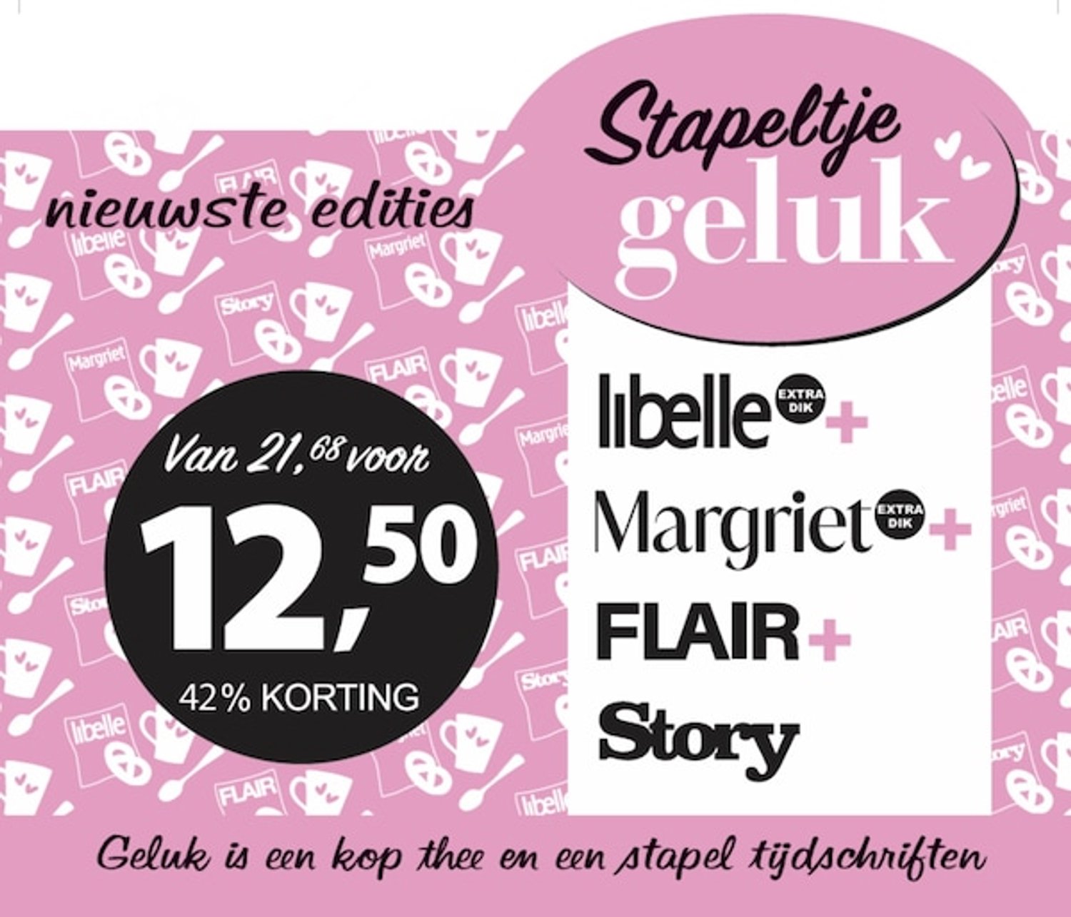 Pakket Stappeltje Geluk 2026-39 - Magazine voordeelpakket: Libelle & Margriet & Flair & Story
