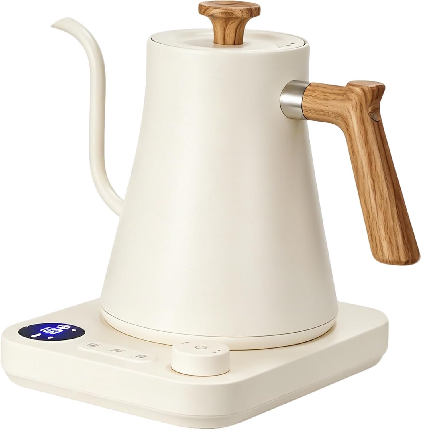 Elektrische Waterkoker met Zwanenhals - Wit - 0,9 L - Roestvrij Staal - Voor Koffie en Thee