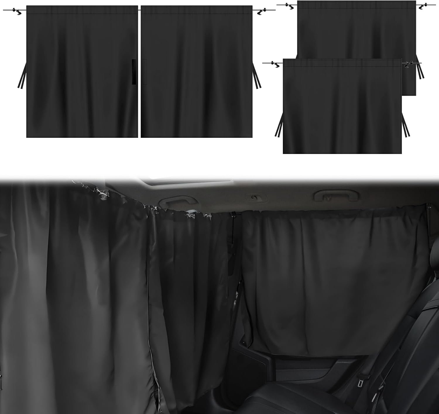 Auto verduisteringsgordijnen 140 x 80 cm - Zwarte uitneembare gordijnen - Privacybescherming - Ideaal voor onderweg - ShopVlot