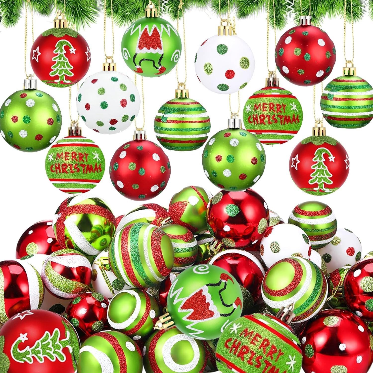 Kerstballen Set - Rood/Wit - 70 Stuks - Kunststof Onbreekbaar - Voor Kerstboomversiering