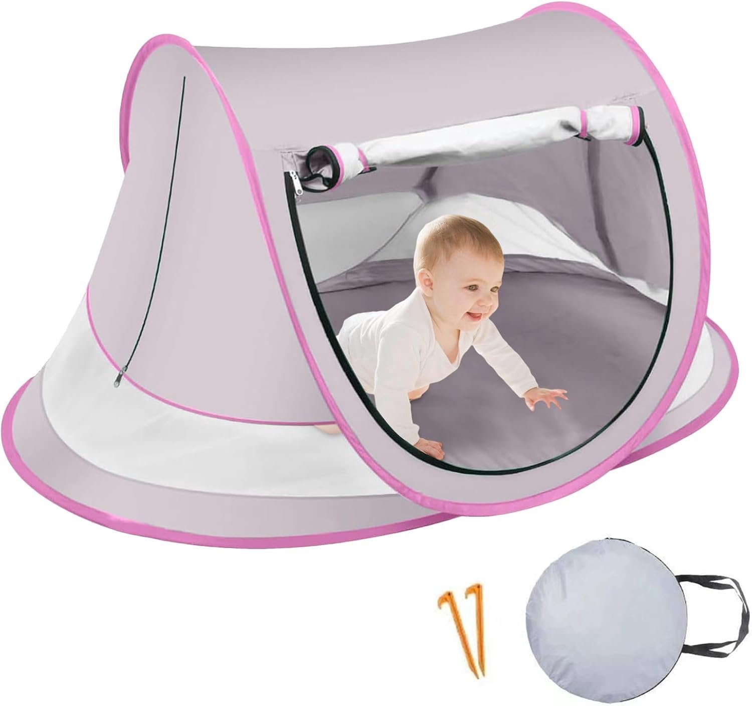 Shade Cabana - Draagbare zonnetent voor kinderen, ademende mesh ventilatiepanelen, snelle installatie compact opvouwbaar frame, waterdichte grondmatverlenging, lichtgewicht buitenuitrusting