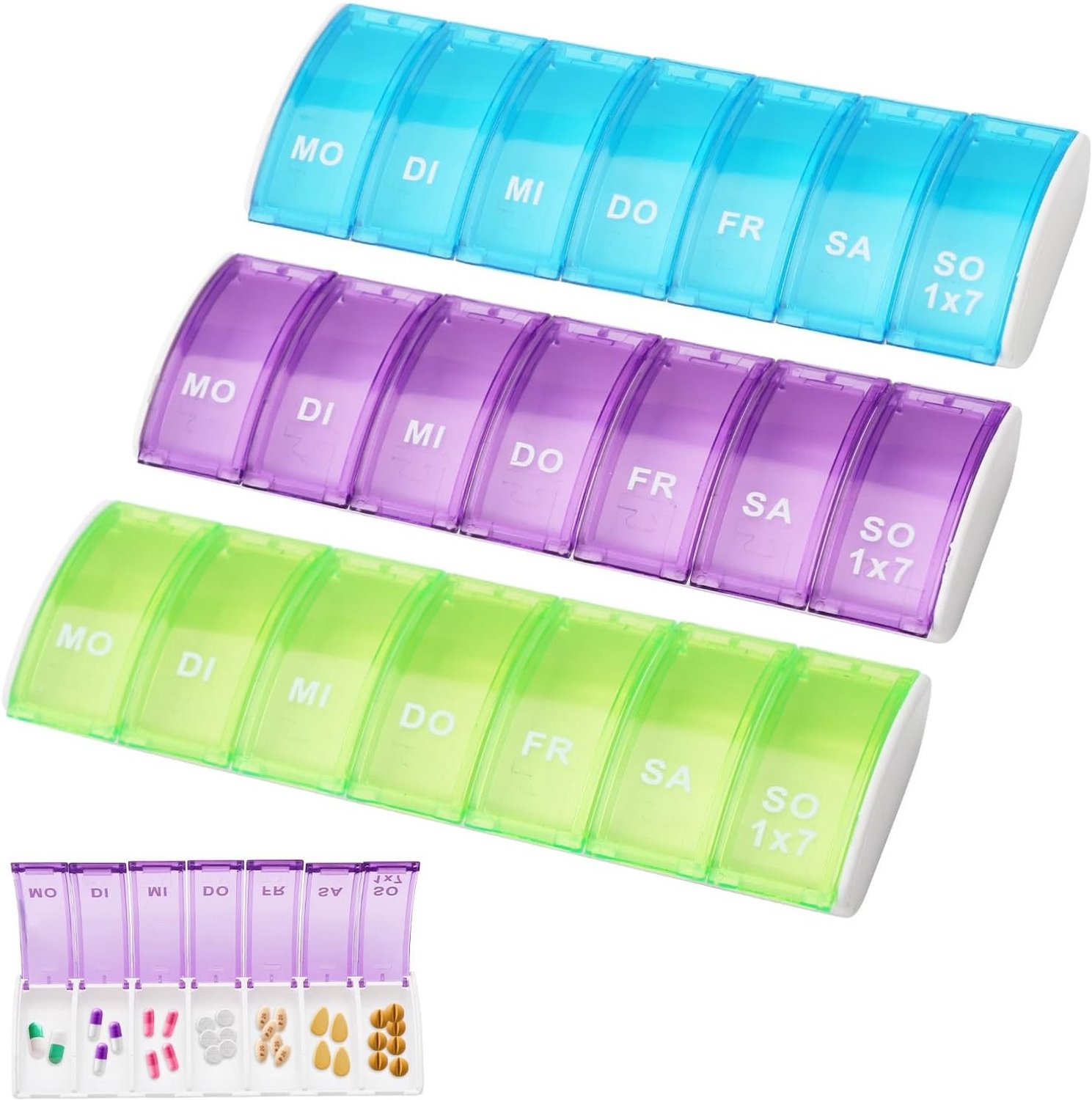 Tabletten Organizer voor 7 Dagen, Herbruikbare Medicijn Box met 7 Compartimenten, Compact en Vochtbestendig voor Gemakkelijk Gebruik