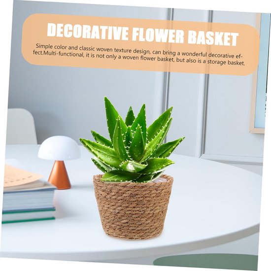 3 Stuks Seagrass Woven Planter Baskets met Plastic Lining Woonstijl Veur Indische Buitenplanten — afbeelding 3