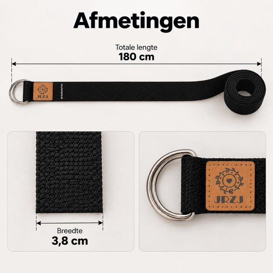 MyBodyFuel - Yoga Strap -180 cm - Yoga Riem - Verstelbaar - Zwart — afbeelding 5