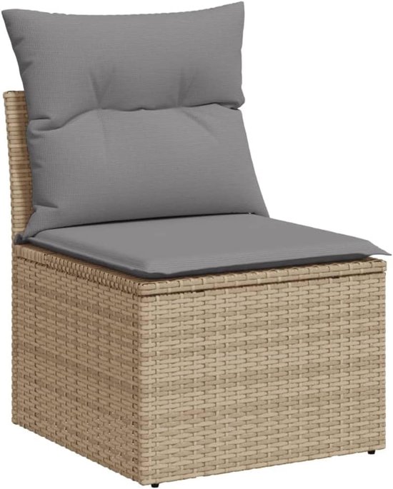 Poly rattan weerbestendig loungeset met gevoerde kussens beige grijs — afbeelding 4