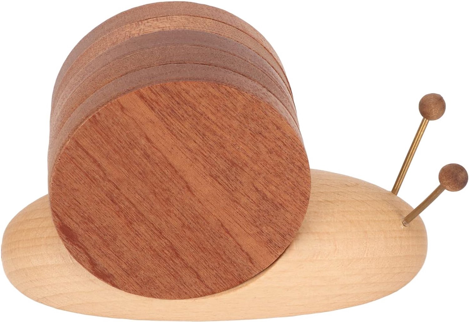 Annadue Houten Slak Onderzetter Set met Magneet, 6 Stuks for Glazen en