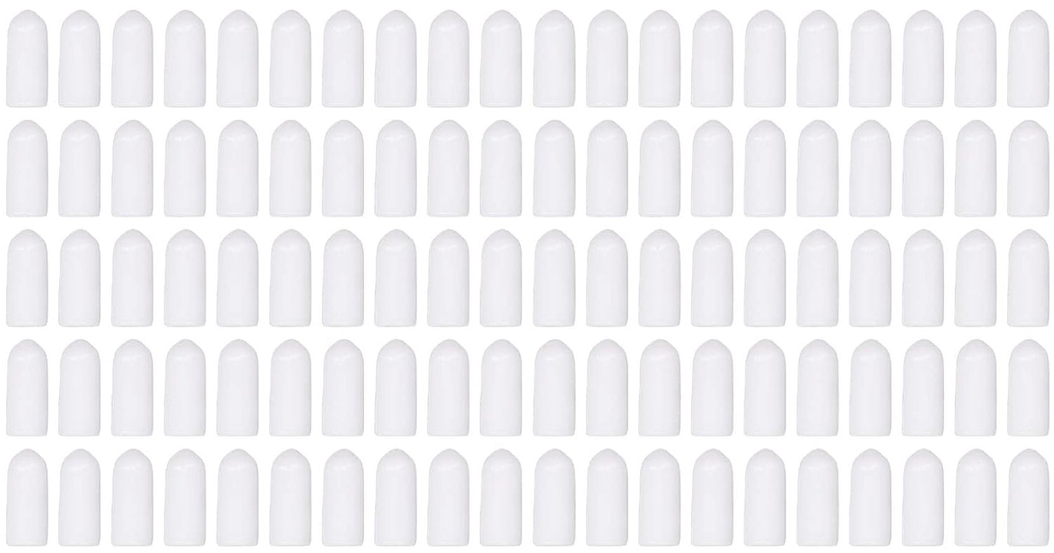 Witte PVC veiligheidsdop met schroefuiteinde, 100 stuks - 4,5 mm 0,2 inch Flexibele vlamvertragende eindafdekking voor buitendraad, ronde buis, hydraulische fittingen, kleppen, (4,5 mm)