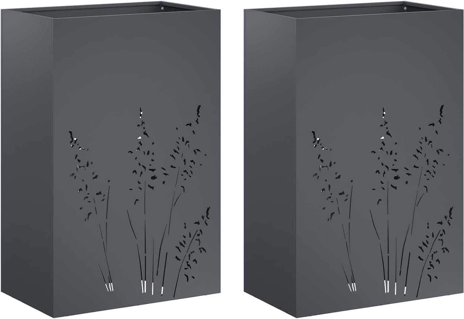 Bloembak voor de tuin, metaal, 2 stuks, antraciet, 50 x 30 x 75 cm