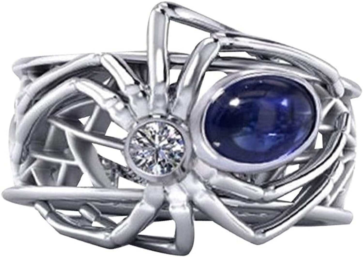 Nieuwe ring creatieve spin dieren ring ingelegde saffier ring