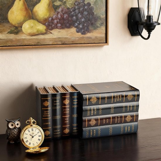 Dozen Houten Antieke Boek Decoraties Vintage Boek Opbergdoos - Hamlet — afbeelding 4