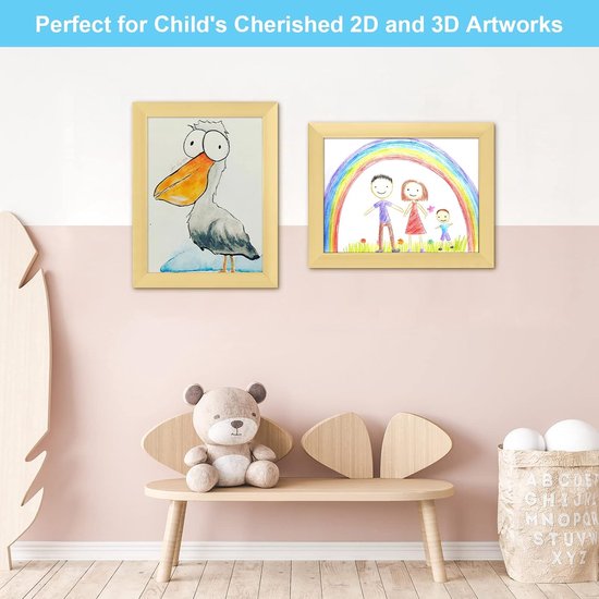 [2 stuks] Kunstlijsten voor kinderen, 8,5 x 11 cm Frontopening Kids Artwork Frames Verwisselbaar, Gouden Kunstwerk Display Opbergframe voor Muur, Geschikt voor 50 stuks, voor 3D Foto, Ambachten, — afbeelding 5