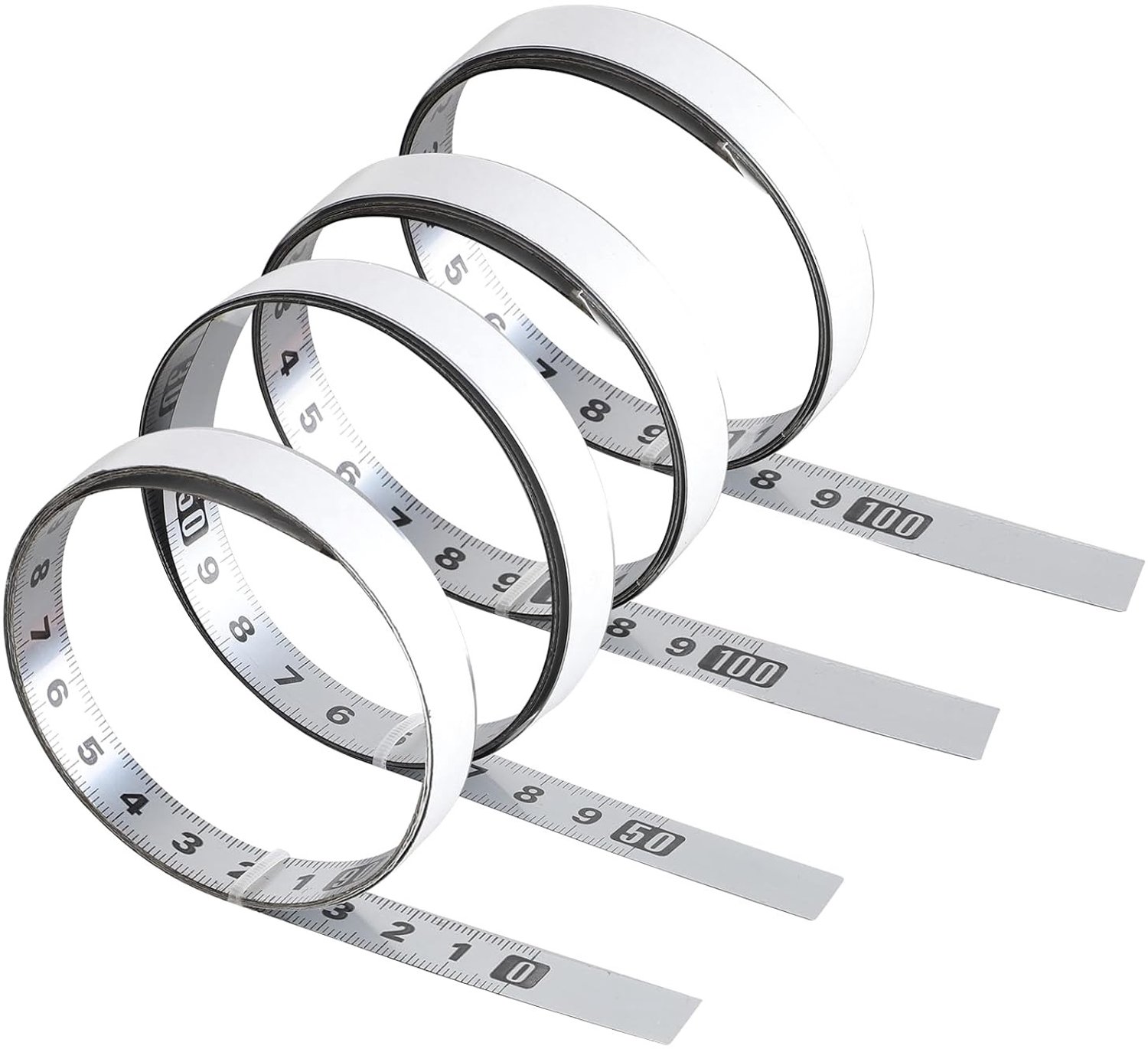 Set van 4 Hechttape Meetlinten van 1m - Metingen, Flexibel en Gebruiksvriendelijk voor Diverse Toepassingen