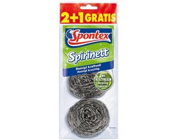 Spontex spiraalspons Spirinett 2+, 90% gerecycled edelstaal, roestvrij