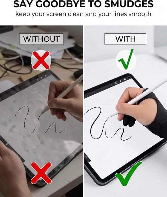 2 stuks ademende kunstenaarshandschoenen voor grafische tablet, digitale tekenhandschoenen voor rechts- en linkshandigen, elastische kunstenaarshandschoenen, anti-fouling, handschoen met 2 — afbeelding 2