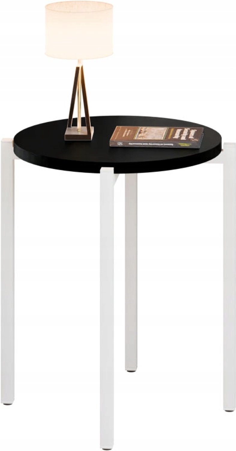 Ronde Nachtkastje Wit Metaal 35x35x46 cm - Loft Stijl