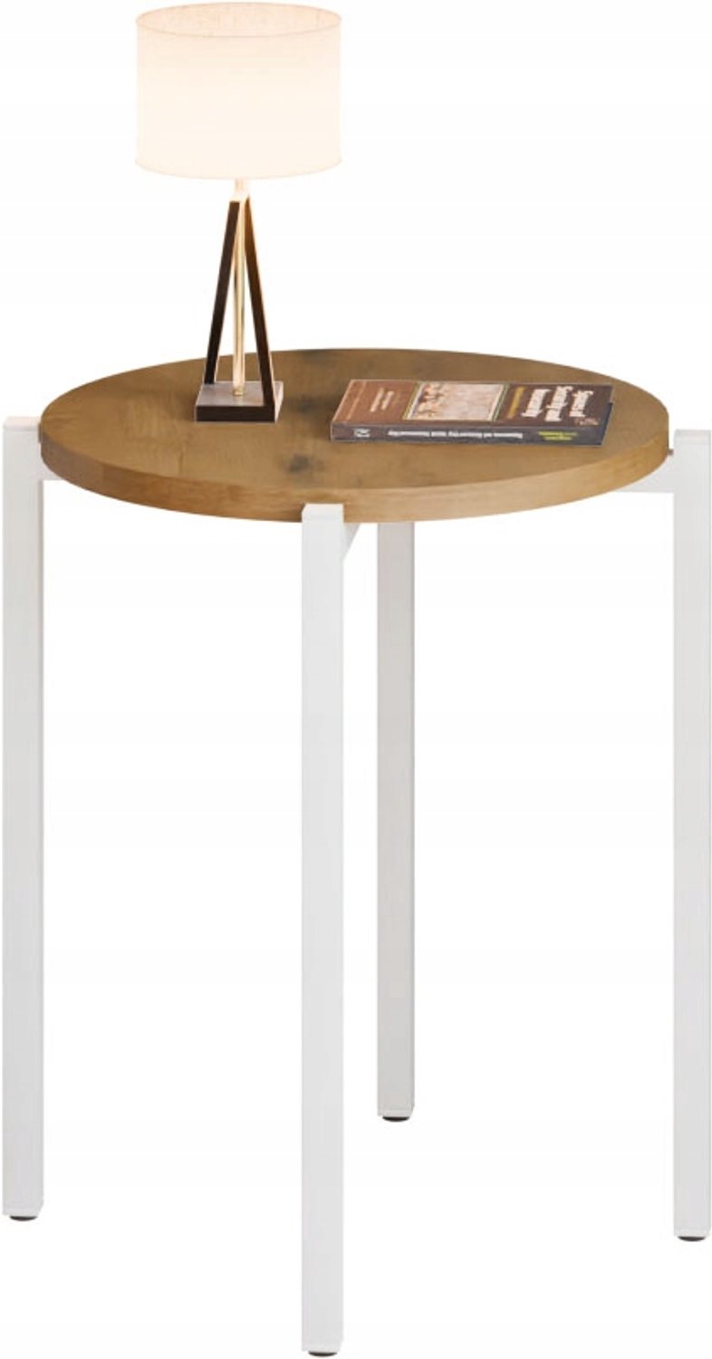 Ronde Nachtkastje Loft Wit Metaal 35x35x46 cm