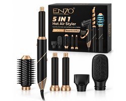 ENZO Multistyler Black Velvet - Airstyler - Fohnborstel - Multistyler - Krultang 5 in 1 - Hairwrap - Krulborstel - Pure Version - 5 Opzetstukken