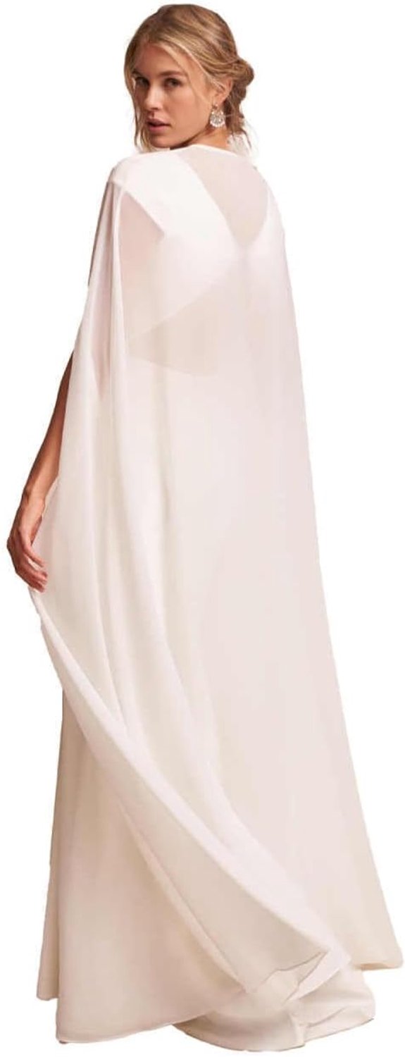 Witte chiffon cape cape sjaal warp voor vrouwen bruids bruiloft avondjurk bruidsmeisjes ​feest, Ivoor, XL