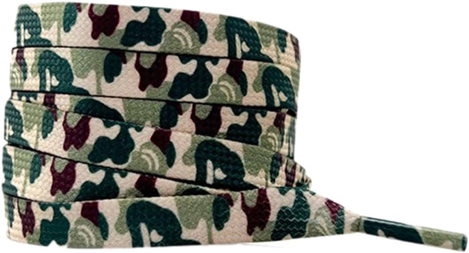 2 paar camouflage veters, 8 mm breed, scheurbestendig, duurzaam polyester, plat, ideaal voor volwassenen, sportschoenen, sneakers, wandelschoenen, werkschoenen