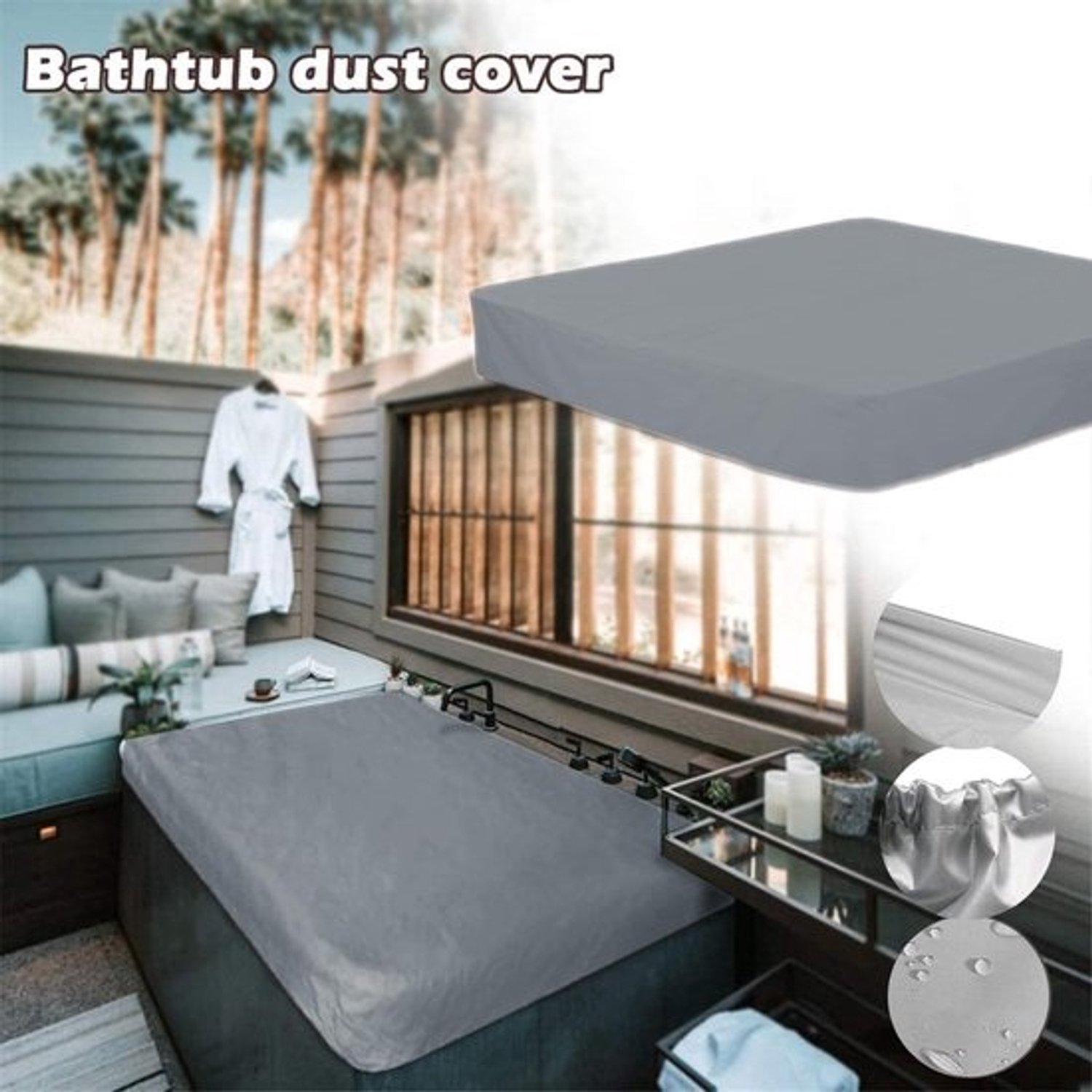 Vierkante afdekking voor hot tub – Spa-beschermer – Bescherming voor buiten – Waterdicht Oxford-materiaal – 244x244x30cm – Zwart