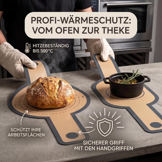 2 stuks siliconen bakmat voor Dutch Oven, broodlus met hittebestendige handgrepen, herbruikbare bakmat, broodbakpot, gietijzeren pan brood bakken (rond en ovaal) — afbeelding 3