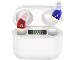 Hoortoestel voor senioren – 6x2,8x5cm – Digitaal hoortoestel – Hoortoestel met ruisonderdrukking – Oplaadbare CIC-geluidsversterker – In-ear – Oplaadcase met digitaal display – Persoonlijk digitaal hoortoestel – OTC-hoortoestel voor senioren
