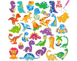 Acuiwer 5D Diamant Schilderij Stickers Kit voor Kinderen (#13-Dinosaurus-31 stuks+2)