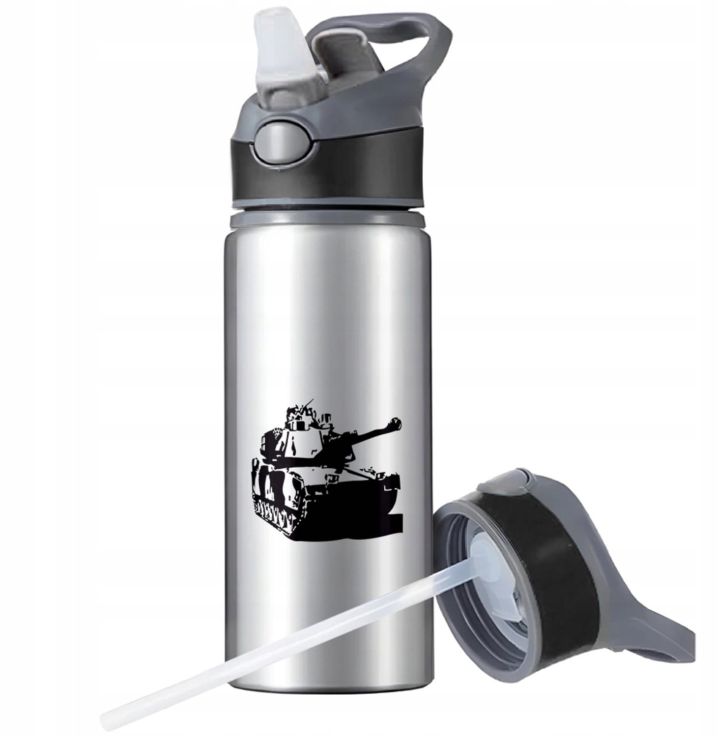 Aluminium Sport Bidon 650ml met Rietje en Handvat - Ideaal voor Outdoor