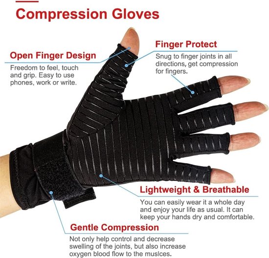 Compressiehandschoenen - Koper - L - XL - Kopervezelmateriaal voor Artritis en Peesontsteking — afbeelding 2