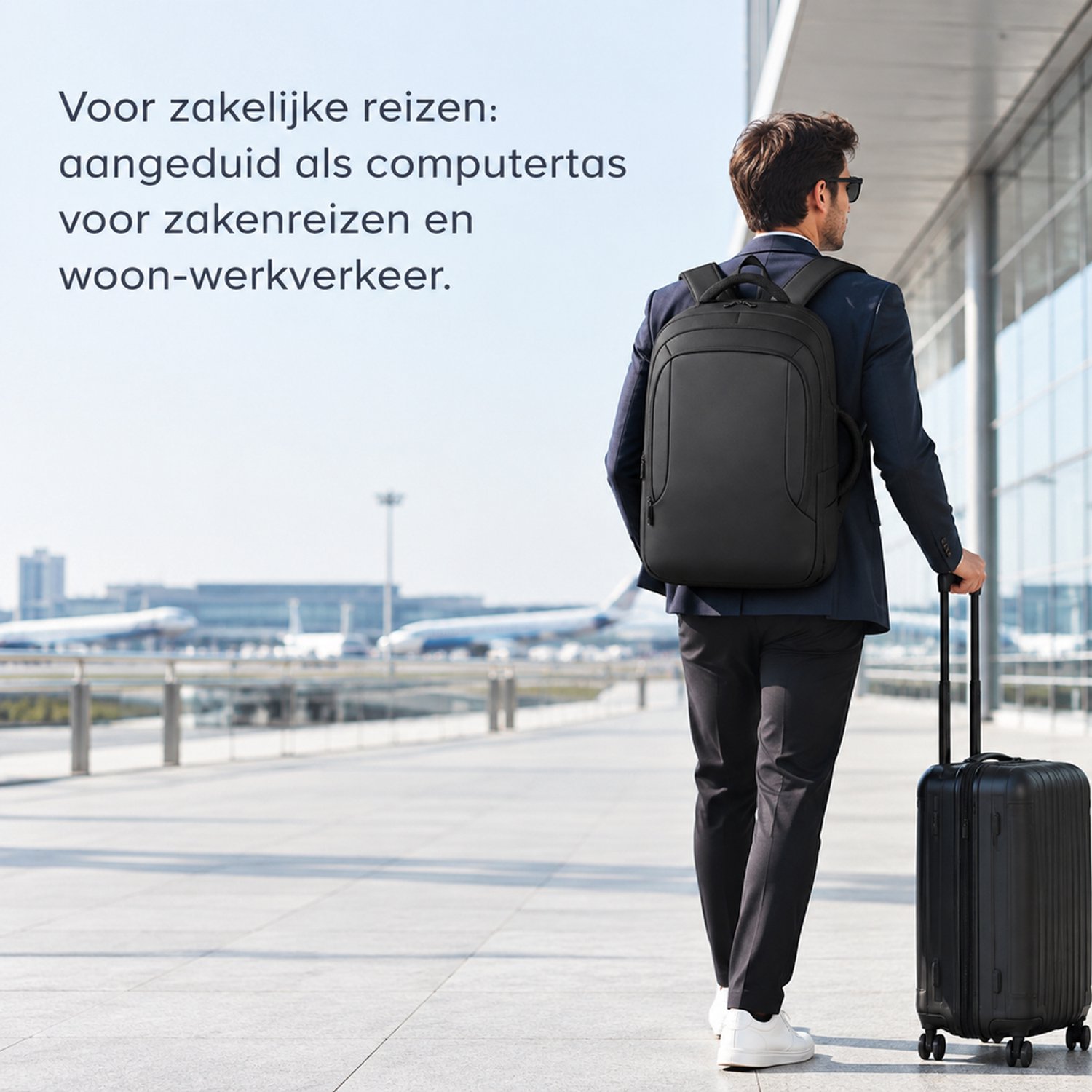 Rugzak 20-35 l - zwart - voor zakelijke reizen en woon-werkverkeer