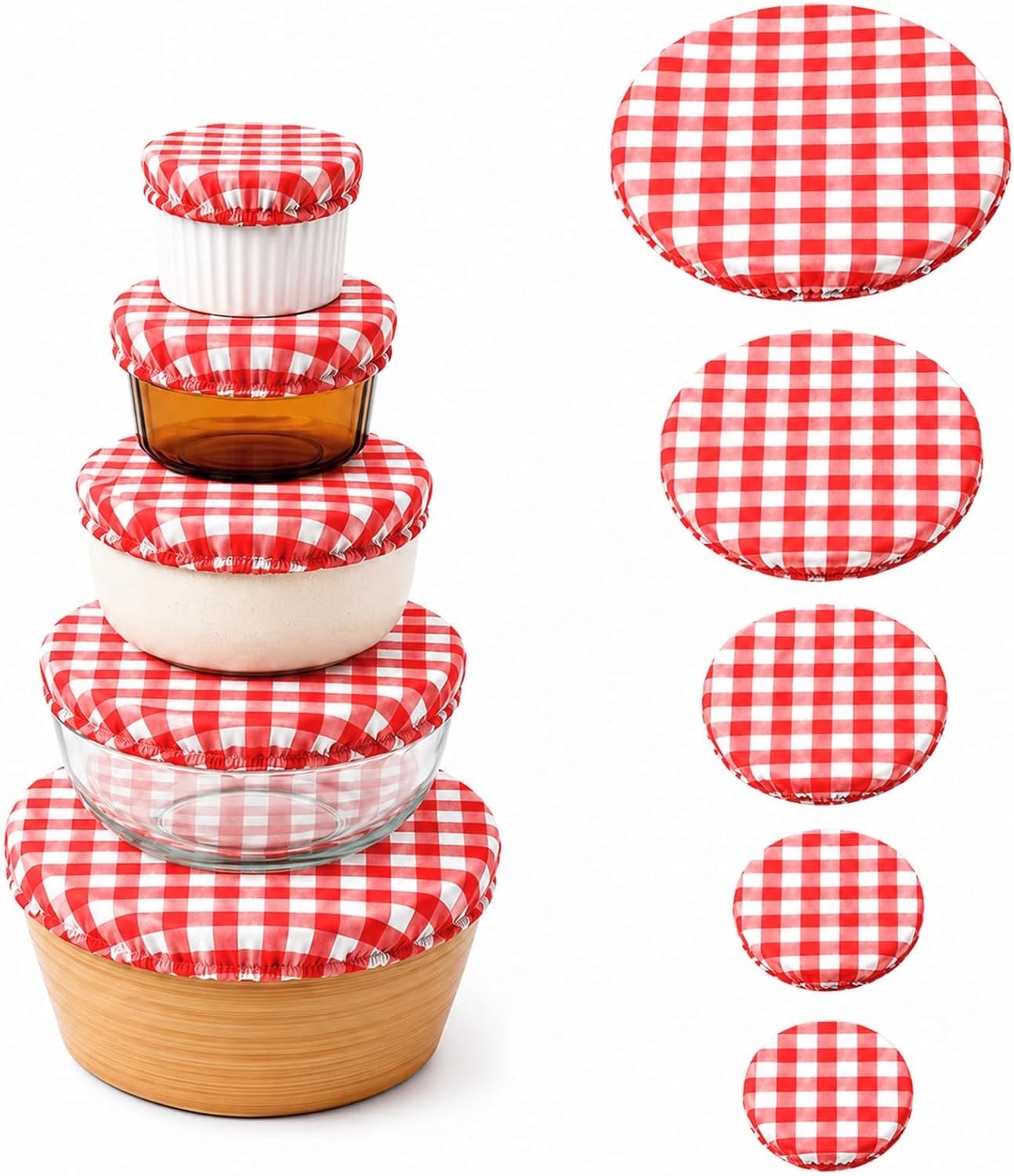 Afdekkingen voor Levensmiddelen - Multicolor - 10-30 cm - Katoen met Elastisch Rand - Voor Herbruikbaar Gebruik