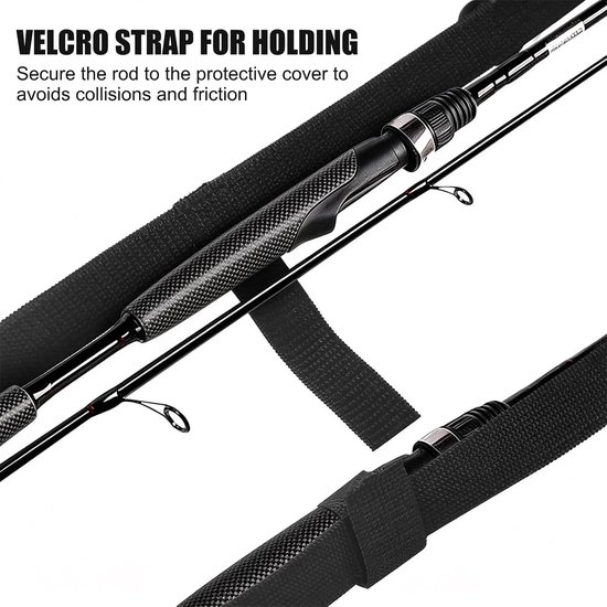 5 stuks hengelhouderriem, hengelbescherming voor vishengels, nylon vishengelbeschermhoes, 58 cm - 130 cm vishengelhoezen, riem, hengelbescherming, verstelbare afdekking voor vishengelbuis — afbeelding 3