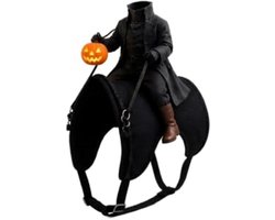 Ryoudavell - Headless Horseman pet costume - light-up pumpkin ridder cat harness outfit - katten Kleding - halloween kostuum cat , glowing pumpkin harness - pet cosplay apparel for Halloween party, pet parade, trick-or-treat, themed photoshoot, show