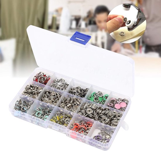 804 stuks drukknopen kit naaiknop ponsmachine handperstang gereedschap 9,5 mm 10 kleuren messing drukknopen voor kleding doe-het-zelf ambachten naaibenodigdheden — afbeelding 4