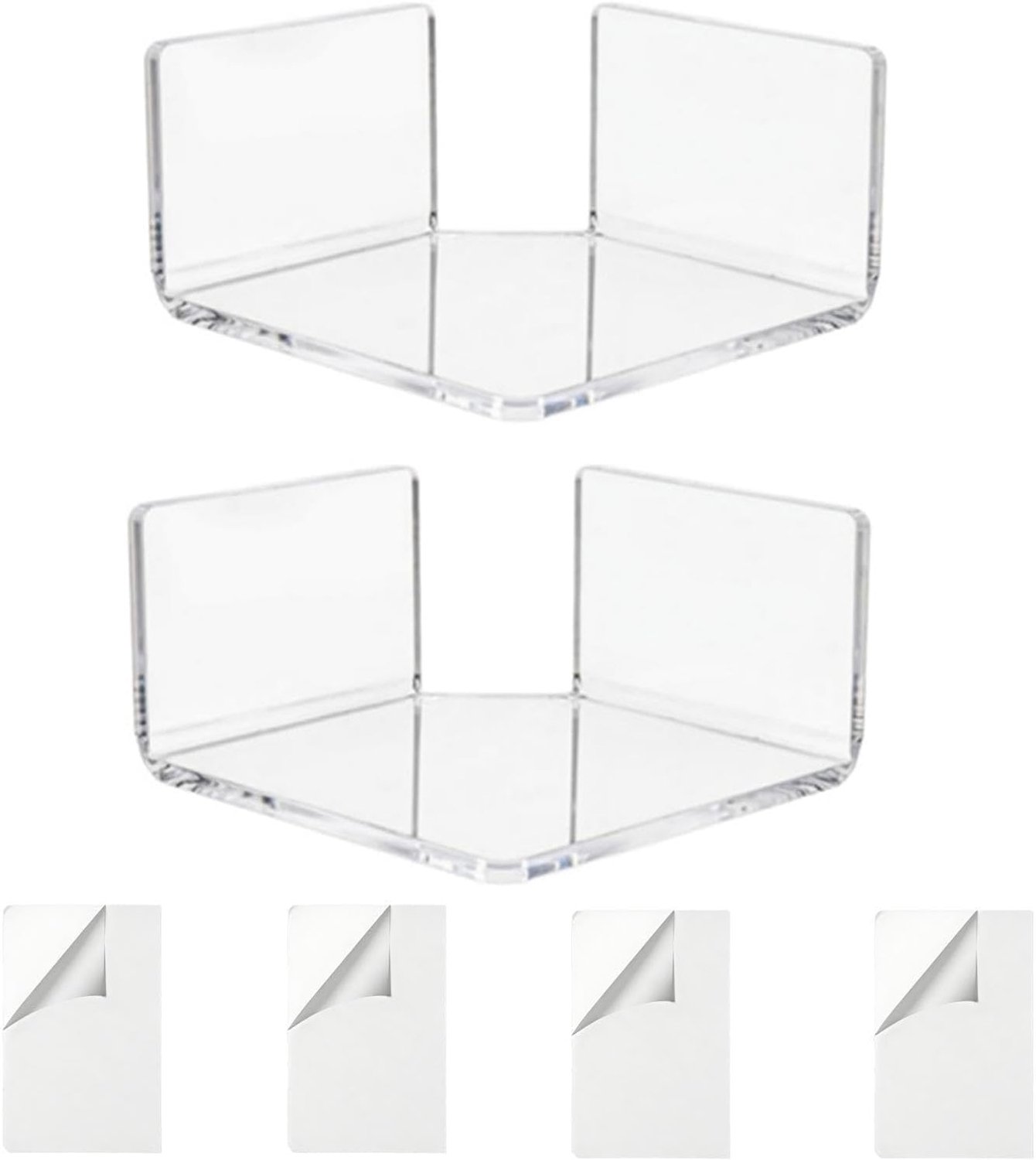 Mini Hoekplank 2-Delige Transparante Acryl Wandbeugel