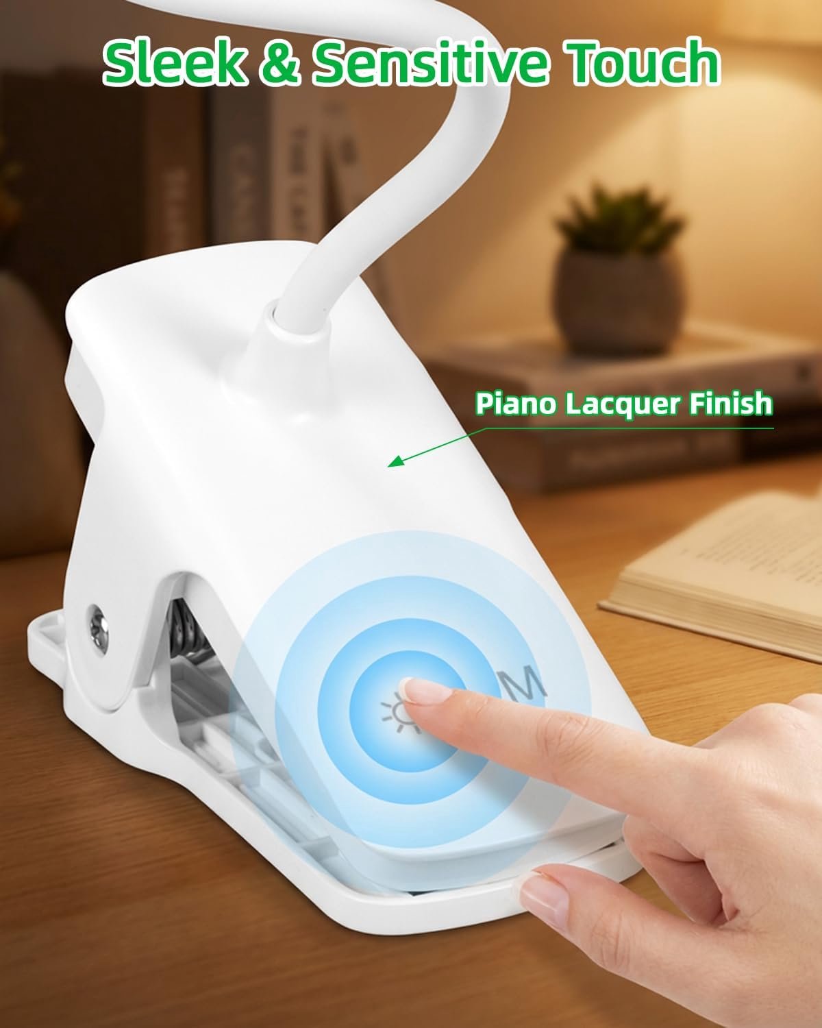 LED-leeslampje met klem - Boeklamp - Slaapkamerlamp - Studielamp - Klemlamp - Oplaadbaar en op het stopcontact aansluitbaar - 360° flexibel draaibaar - 3 lichtstanden - Geschikt voor boeken, naast het bed en op het bureau — cadeau in Gadgets - foto 3