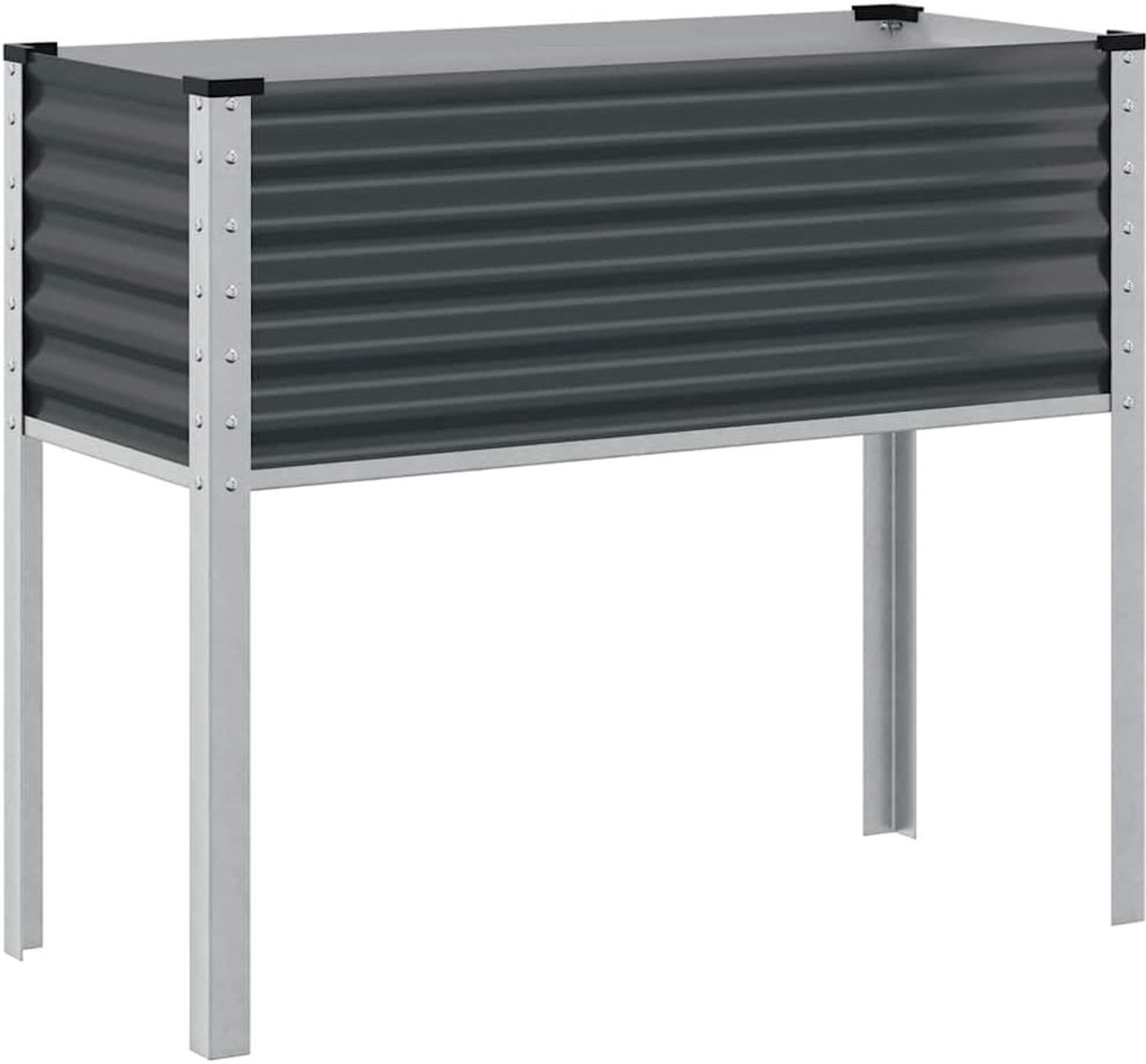 Bloembak van staal, 100 x 45 x 90 cm, weerbestendig, voor balkon, terras, tuin, plantenbak met royale ruimte voor planten, groenten, kruiden, bloemen