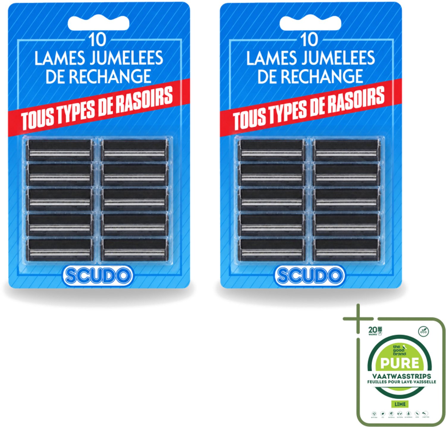 2 x Scudo - Scheermesjes - 2 Scheerbladen - Vervangmesjes voor Gillette G2 & Contour - 10 Mesjes - Grootverpakking - Scheermesjes - Gillette G2 - Gillette Contour - Alternatief Mesje - Scherpe Mesjes