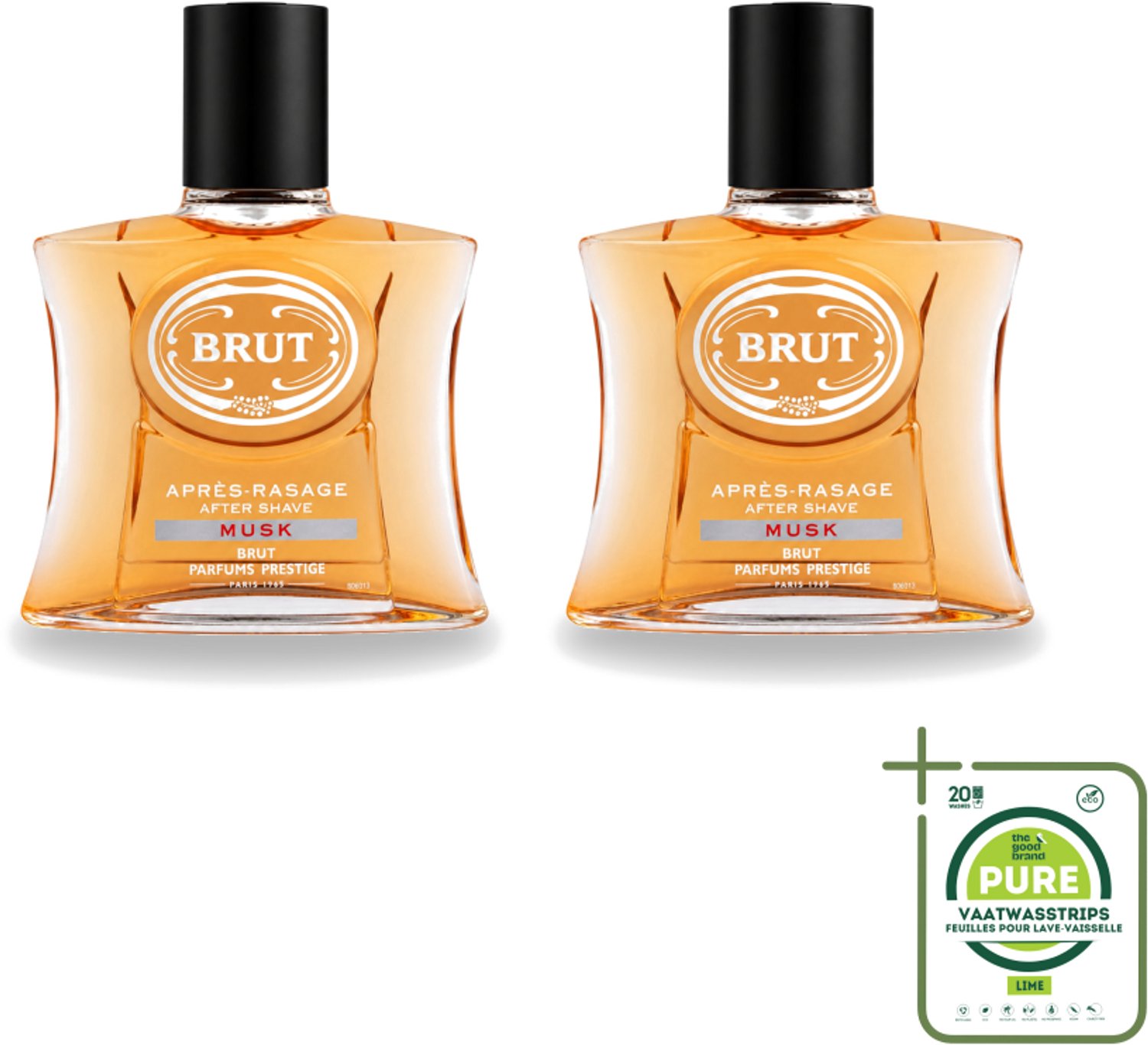 2 x Brut – Aftershave Lotion – Musk – 100 ml - Grootverpakking - Vaatwasstrips - Aftershave - Aftershave Musk - Aftershave Voor Mannen - Herenverzorging - Geur Na Het Scheren