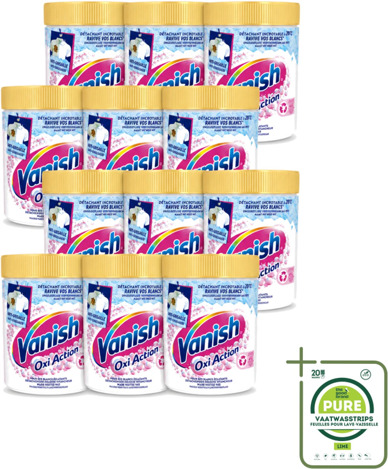 12 x Vanish – Wasbooster Poeder – Oxi Action Whitening Witte Was – 940 g - Grootverpakking - Vaatwasstrips - Wasbooster - Witte Was - Vlekverwijderaar - Zuurstoftechnologie - Wasprogramma